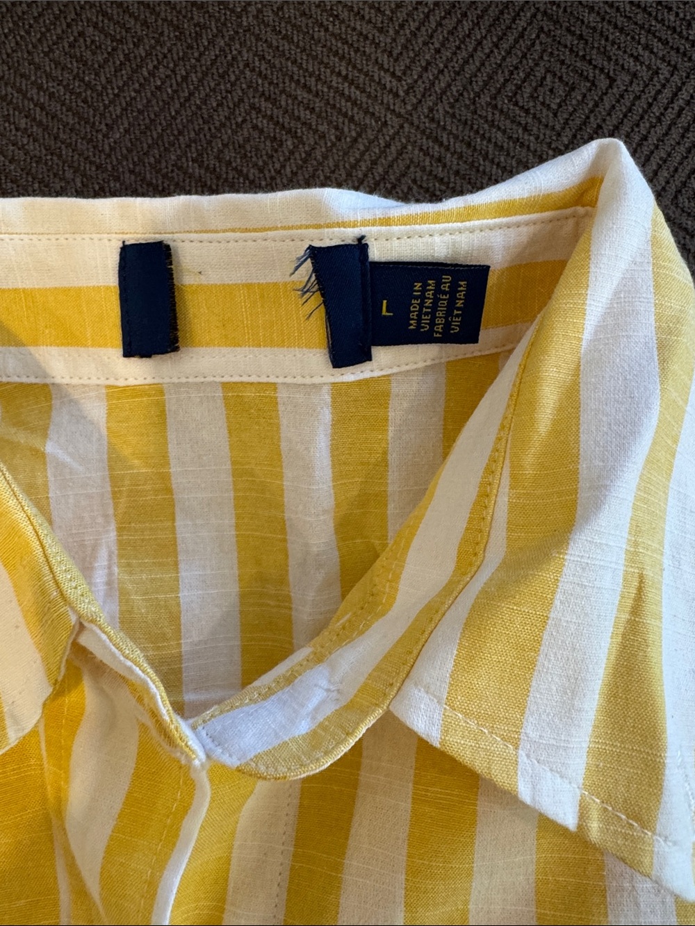 Ralph Lauren Yellow & White Vertical Stripe Button-Down Shirt factory defected. - Picture 5 of 7